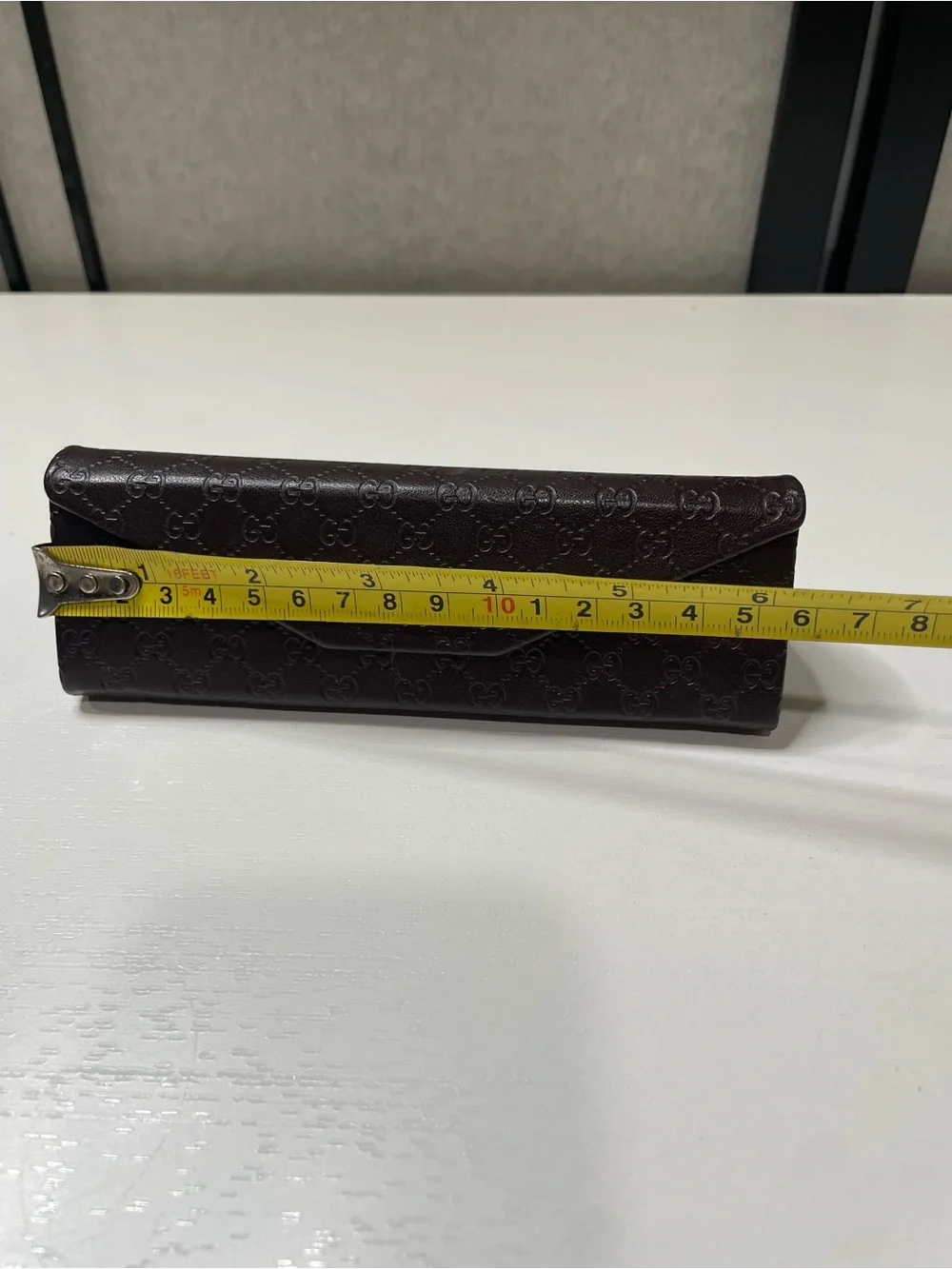 Gucci GG Monogram Trifold Leather Eyeglasses Sunglasses Case Brown AUTHENTIC